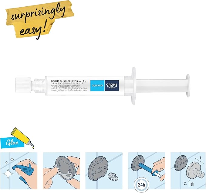 GROHE QuickGlue A1 – Seringue de colle et adaptateur pour accessoires de salle de bain QuickFix