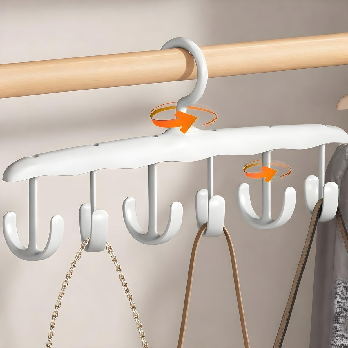 Cintre multifonctionnel pour soutien-gorge – Portant rotatif à 360° pour camisoles, ceintures, chapeaux et sacs (blanc/gris/rose)
