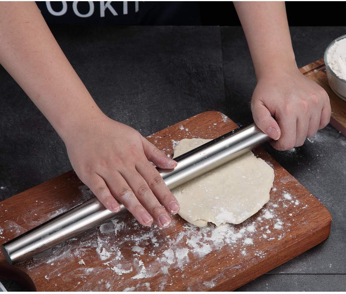 Berglander 16.7-Inch Stainless Steel Rolling Pin – Matte Finish Baking Roller for Pizza Dough, Pie, Cookies & Pastry