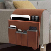 Organiseur d'accoudoir de canapé en feutre – Rangement antidérapant pour télécommandes, tablettes et magazines (marron/gris)