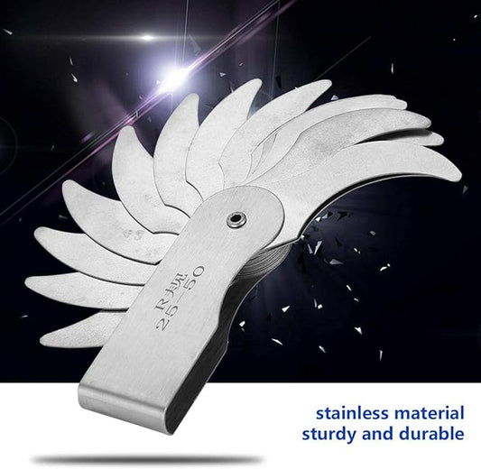Stainless Steel Radius Gauge R25–50mm | Internal & External Concave Convex Fillet Measuring Gauge Tool
