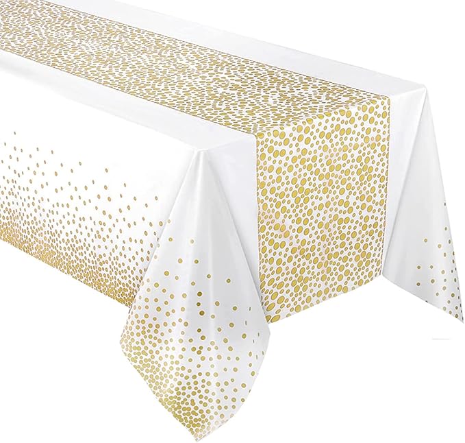 274 x 137 CM - 1pc Thickened Polka Dot Disposable Tablecloth – Waterproof Plastic Party Cover – Heavy-Duty Table Overlay for Weddings, Birthdays, and Events (Red/Black/Blue/Gold)