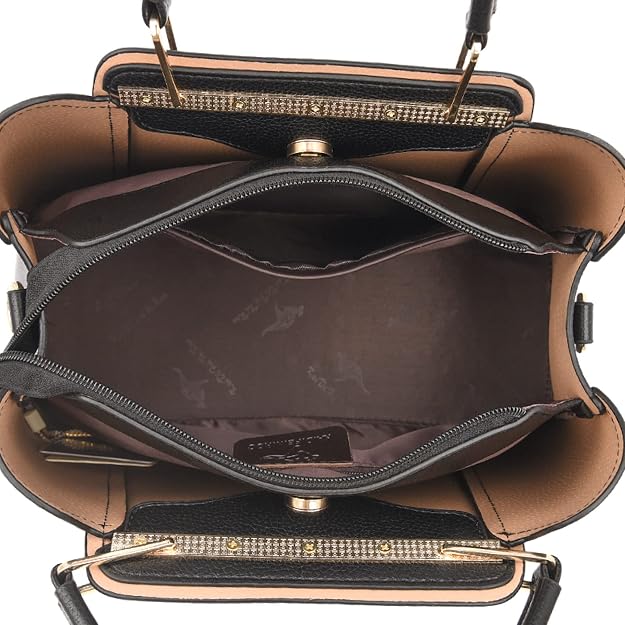 **Women's Luxury Faux Leather Handbag – 3-Compartment Large Capacity Shoulder & Crossbody Tote Bag**