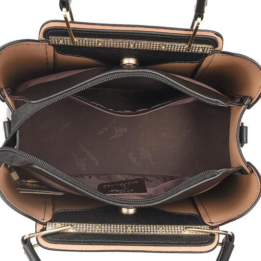 Women's Luxury Faux Leather Handbag – 3-Compartment Large Capacity Shoulder & Crossbody Tote Bag