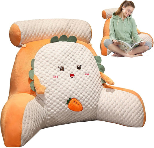 Adjustable Reading Pillow – Ergonomic Back Support Cushion for Bed, Sofa & Floor – Quilted Breathable Wedge Pillow with Neck Support (Gray/Yellow)