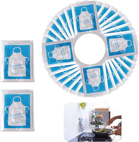 Lot de 25 tabliers transparents jetables – Polyéthylène imperméable pour la cuisine, la peinture et la vaisselle (58,4 x 94 cm)