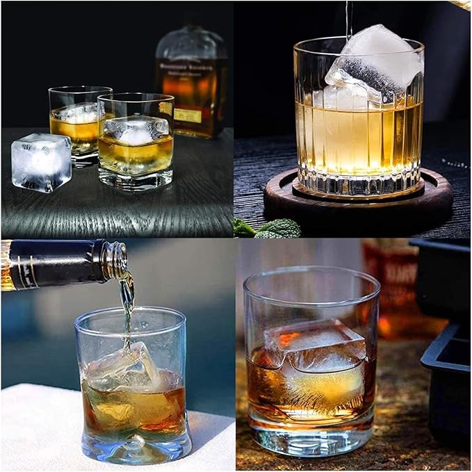 4 Holes Original Premium Cube Clear Ice Block Tray - Large Whiskey Double Sphere Ice Cube Mold & Crystal Clear Ice Ball Maker