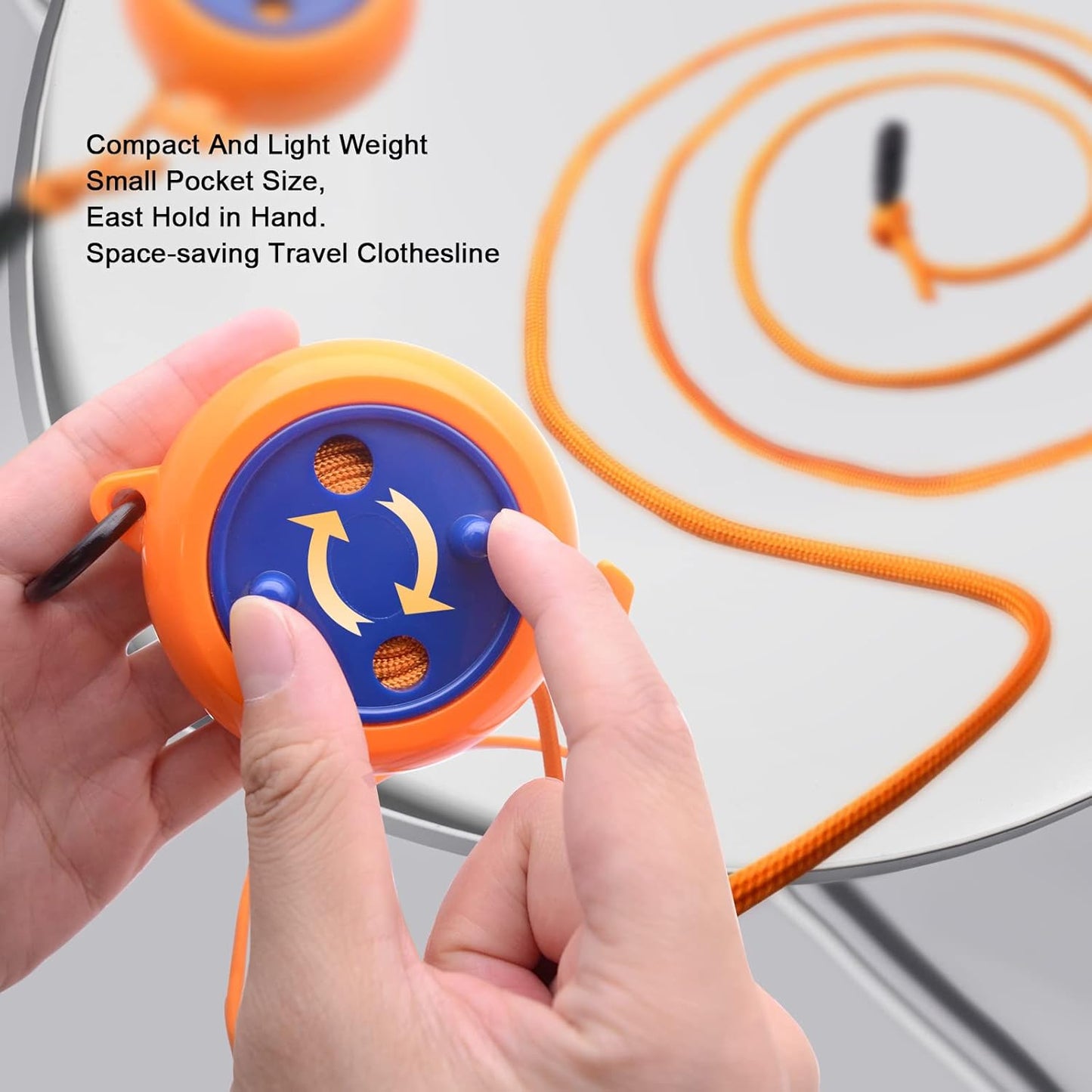 8M Windproof Anti-Slip Outdoor Clothesline – Portable Retractable Laundry Drying Rope for Hotel, Camping, and Travel (Orange)