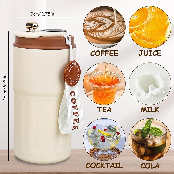 450ml Smart Temperature Display Water Bottle – Insulated Coffee Flask with Leakproof Lid (Hot & Cold)