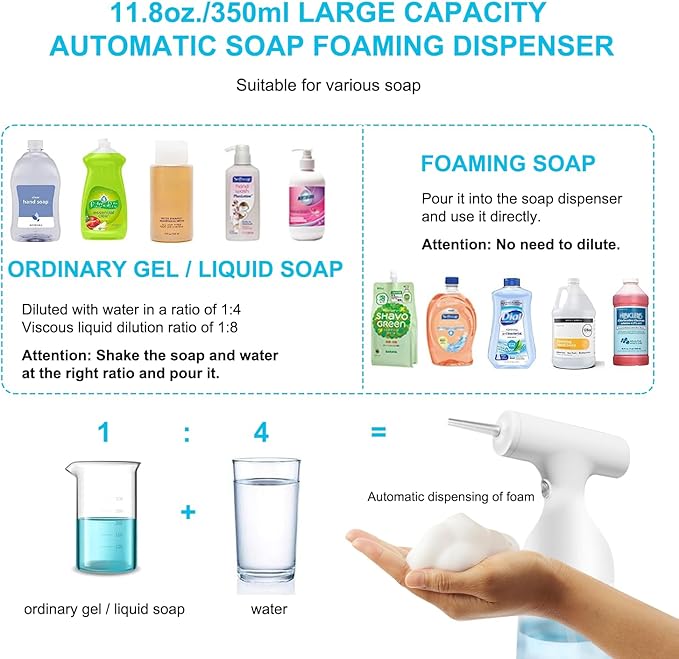 Pistolet distributeur de mousse liquide électrique 350 ml – Machine moussante automatique continue – « Dieu de la bulle » portable pour shampoing et nettoyant visage – Mousseur de détergent polyvalent pour salle de bain