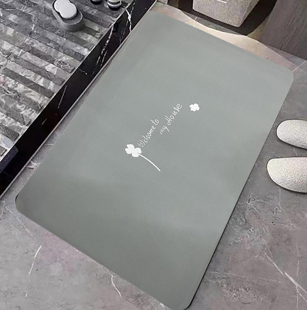 (40*60cm) Rectangular Absorbent Anti Slip Rubber Quick Dry Bath Mat (EGM059)