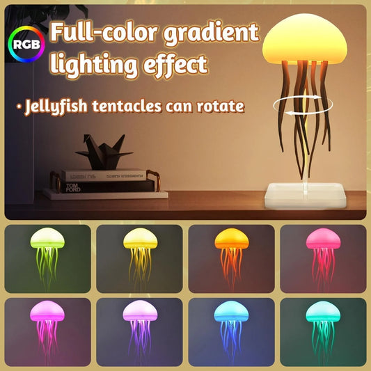 Cute Jellyfish Night Light – RGB Color Changing Rechargeable LED Bedside Lamp with Voice Control, Touch Sensor & Type-C Charging