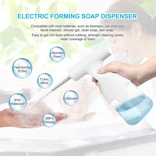 350 ml Electric Liquid Foam Dispenser Gun – Automatic Continuous Foaming Machine – Handheld Shampoo & Face Wash "Bubble God" – Versatile Bathroom Detergent Foamer