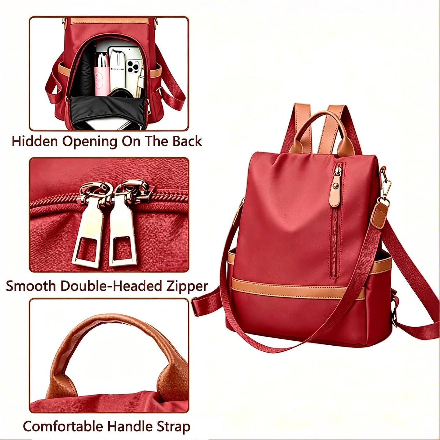 Women’s Small Anti-Theft Backpack Purse – Fashionable Casual Shoulder Bag, Compact Travel Daypack Handbag