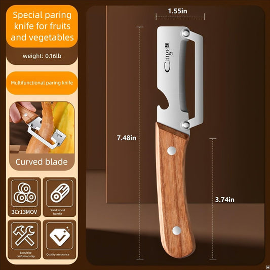 Premium Stainless Steel Fruit and Vegetable Peeler – Durable Wooden Handle Slicer for Kitchen Use
