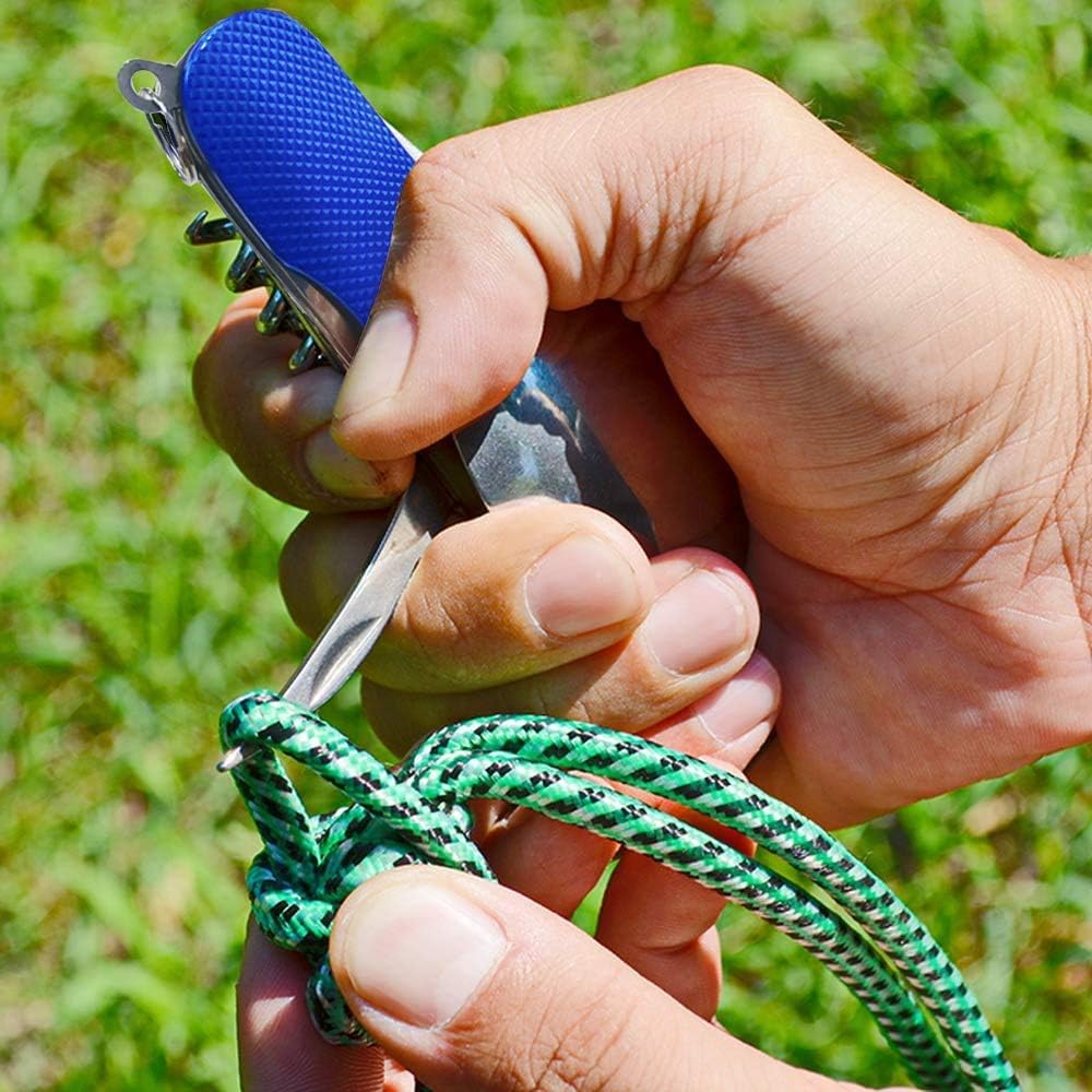 Ensemble de couverts de camping pliable 4-en-1 – Cuillère, fourchette, couteau et ouvre-bouteille de poche en acier inoxydable – Kit utilitaire portable pour l'extérieur (noir/bleu/rouge/vert)