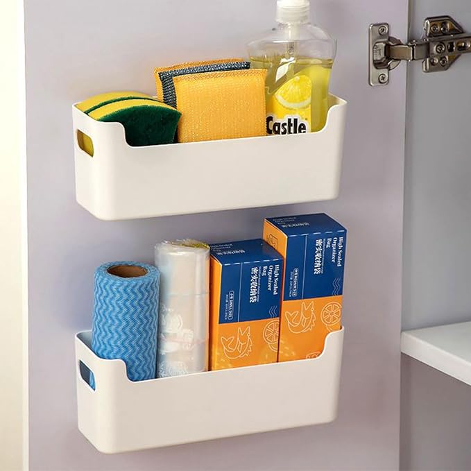 Organisateur de porte d'armoire de cuisine non perforant – Support mural sans perçage pour film alimentaire, épices et égouttoir à vaisselle