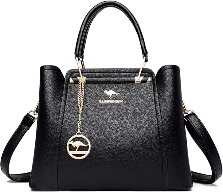 **Women's Luxury Faux Leather Handbag – 3-Compartment Large Capacity Shoulder & Crossbody Tote Bag**