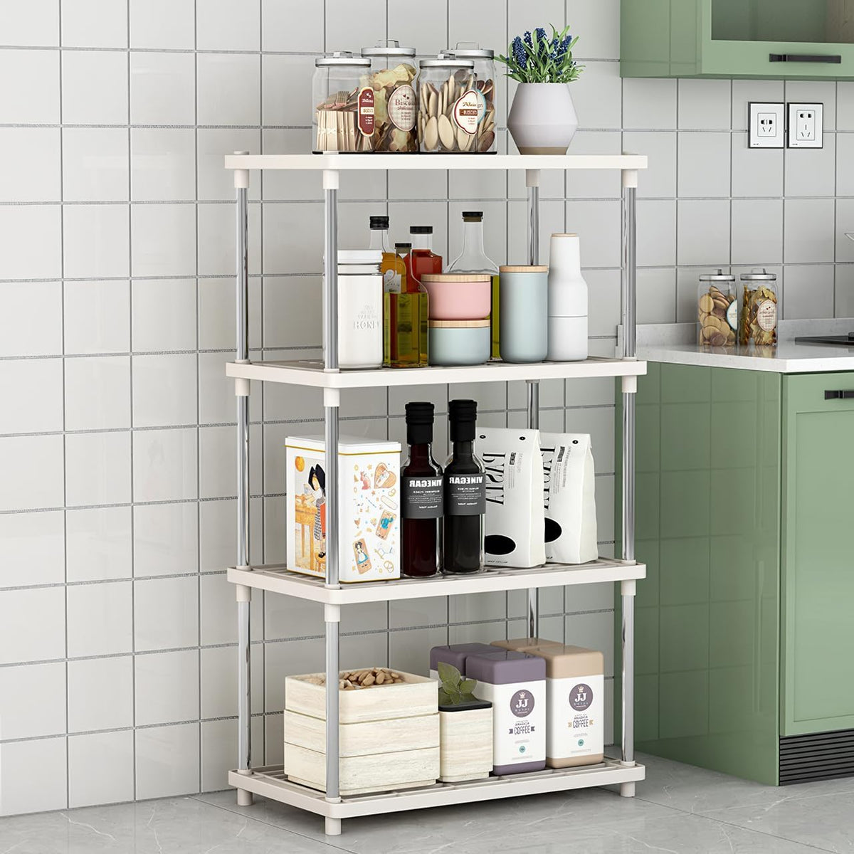 Multi-Level Storage Rack | Stackable Floor Organizer for Kitchen, Bathroom & Living Area
