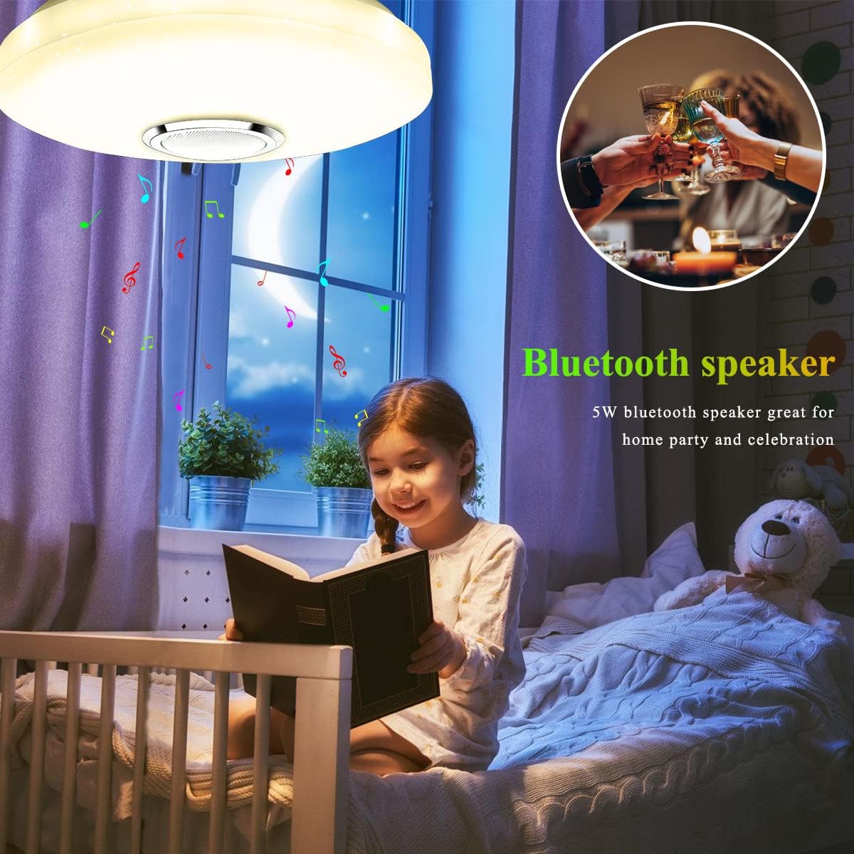 36W LED Ceiling Light with Bluetooth Speaker – RGB Dimmable Music Ceiling Lamp with Remote & App Control