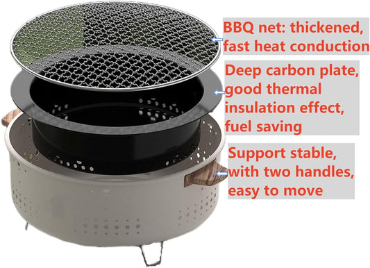 Portable Korean Charcoal BBQ Stove – Stainless Steel Split-Design Round Grill – Non-Stick Outdoor Camping Barbecue Rack for Tabletop Grilling