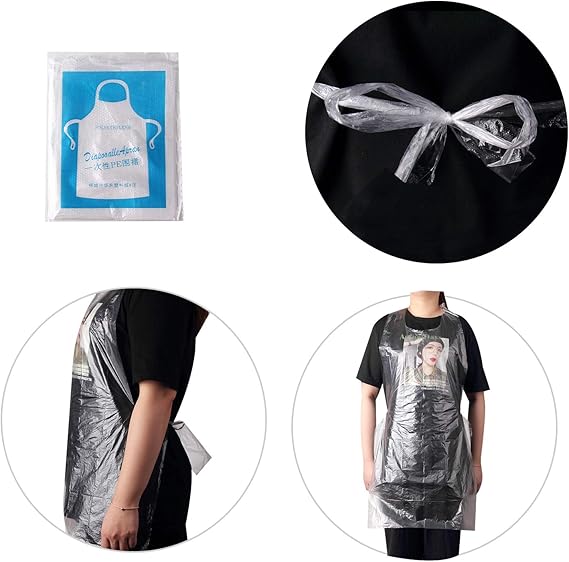 Set of 25 Pcs Clear Disposable Aprons – Waterproof Polyethylene for Kitchen, Painting & Dishwashing (23×37")
