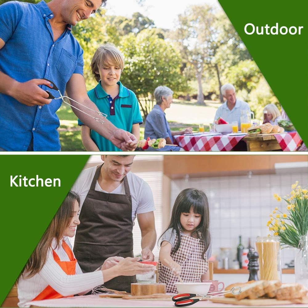 Pinces de cuisine/BBQ ciseaux robustes de 33 cm – Pinces alimentaires en acier inoxydable à long manche – Pince ergonomique pour pain et rôtis, pour le barbecue, la pâtisserie et le service