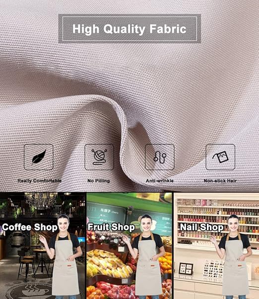 Tablier de cuisine professionnel imperméable – Tablier de travail ajustable à bretelles croisées pour chefs, barbiers et baristas – Tablier de restaurant robuste