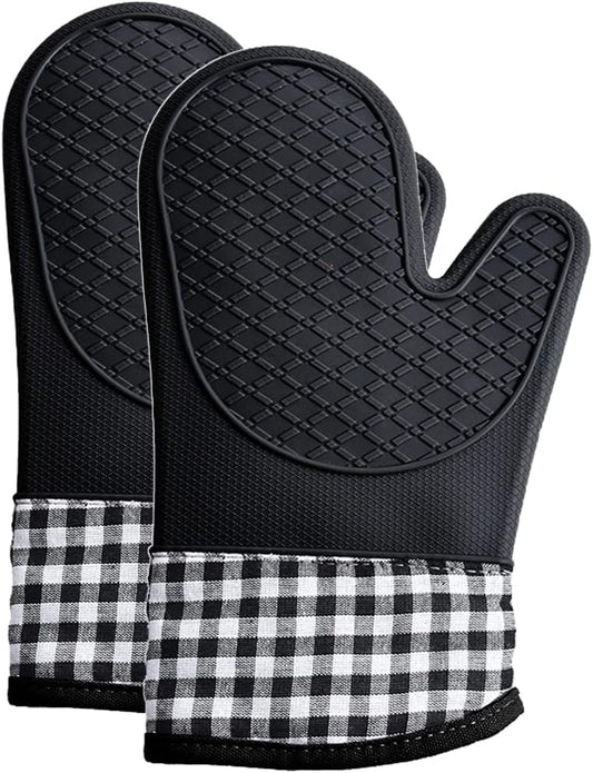Extra-Long Silicone Insulated Oven Mitt – Thickened Anti-Slip & High-Temperature Resistant Kitchen Glove