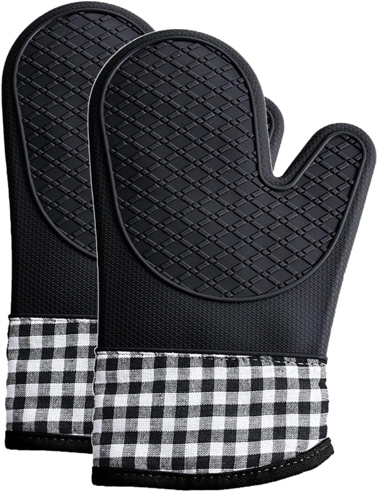 Manique de cuisine extra-longue en silicone isolant – Gant de cuisine épais, antidérapant et résistant aux hautes températures