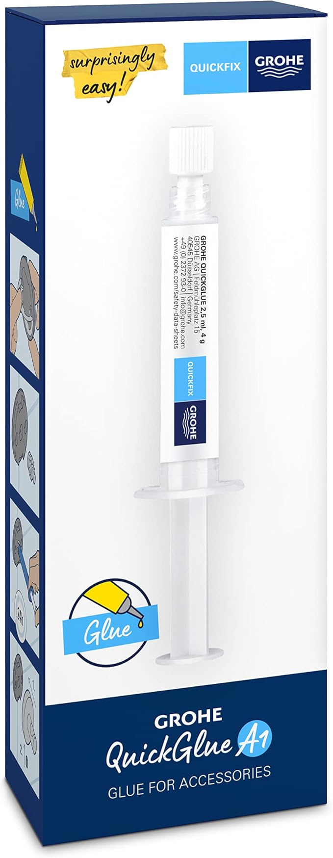 GROHE QuickGlue A1 – Seringue de colle et adaptateur pour accessoires de salle de bain QuickFix