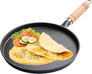 Cast Iron Frying Pan & Crepe Maker | Uncoated Non-stick Egg & Pancake Pan | Steak Frying Pot for Gas & Induction Cooker