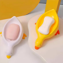 Porte-savon créatif en forme de canard à drainage automatique – Joli porte-savon animal pour salle de bain et cuisine – Porte-savon de douche décoratif antidérapant – Support de lavabo amusant pour enfants et décoration d'intérieur (jaune / blanc)
