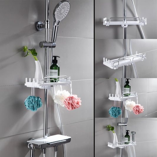 Wall-Mounted Shower Caddy – Over-The-Shower Shelf Organizer – Rustproof Floating Bathroom Hanger for Shampoo, Soap, and Grooming Essentials (Black/White)