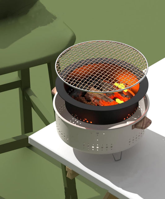 Portable Korean Charcoal BBQ Stove – Stainless Steel Split-Design Round Grill – Non-Stick Outdoor Camping Barbecue Rack for Tabletop Grilling