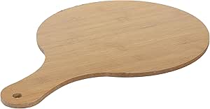 Planche de service ronde en bambou avec poignée – Plateau de service en bois pour pizza, fromage et charcuterie