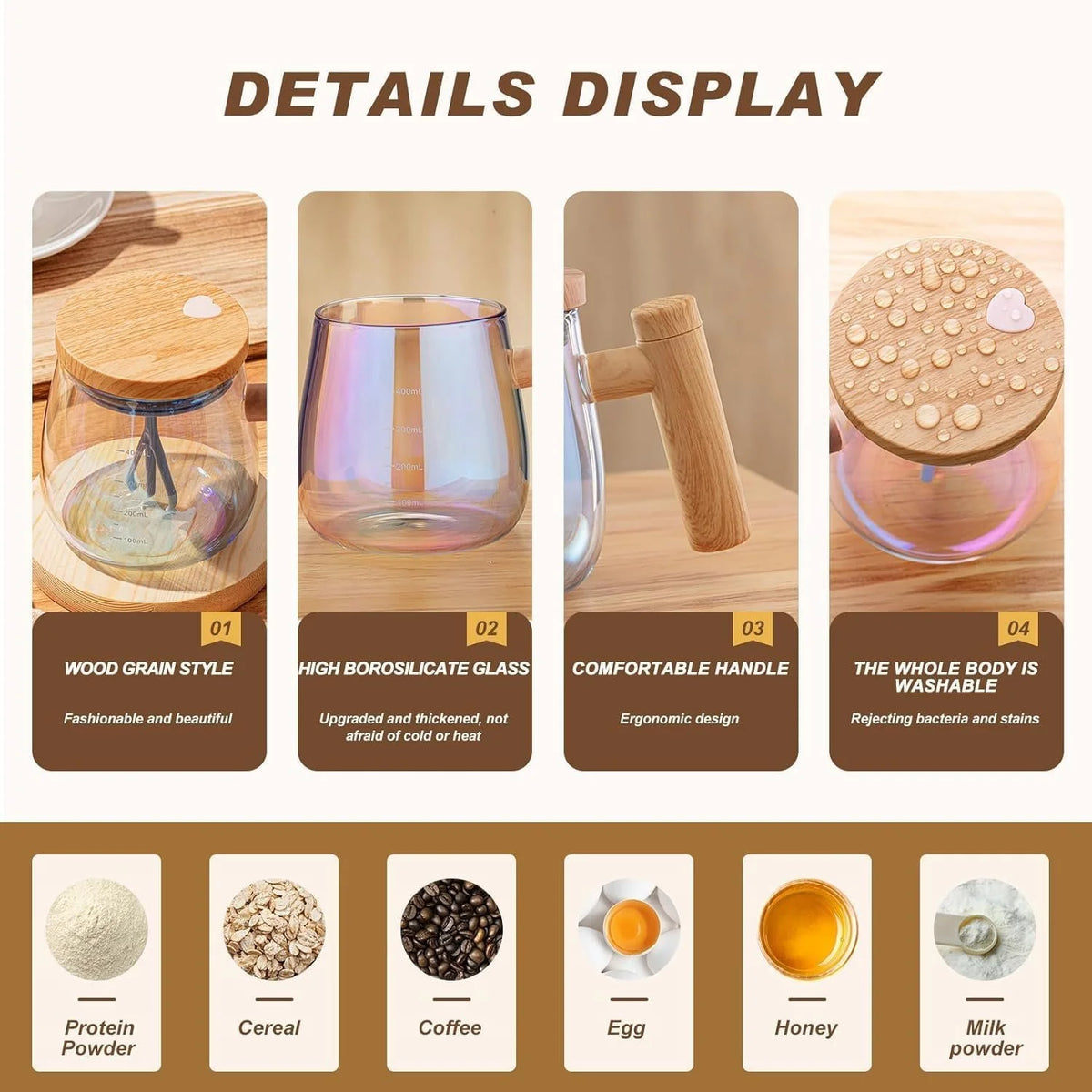 Tasse auto-mélangeuse 400 ml – Tasse à café électrique mélangeuse automatique avec mélange à une touche, tasse portable rechargeable pour café, lait et shakers de protéines