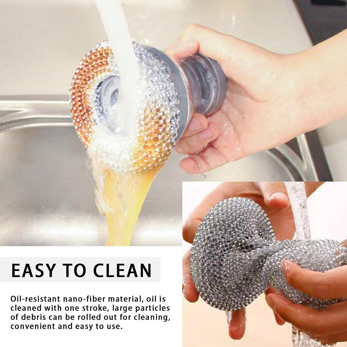 Dish Brush with Soap Dispenser – Ergonomic Palm Scrub Brush for Kitchen Dishes, Pots, Pans & Sink Cleaning