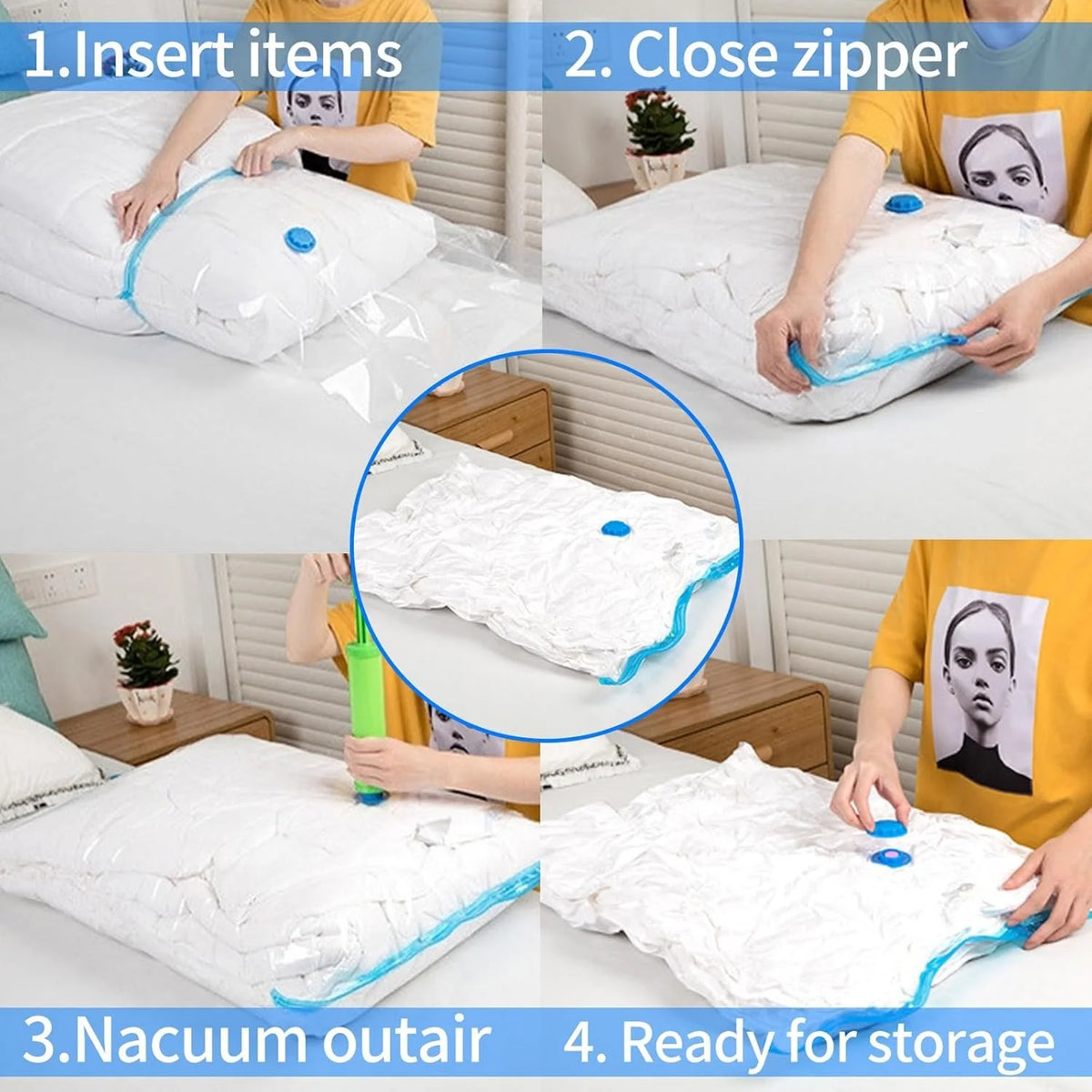 Vacuum Storage Bag – Large Compression Bag for Clothes, Blankets, Duvets & Travel Packing