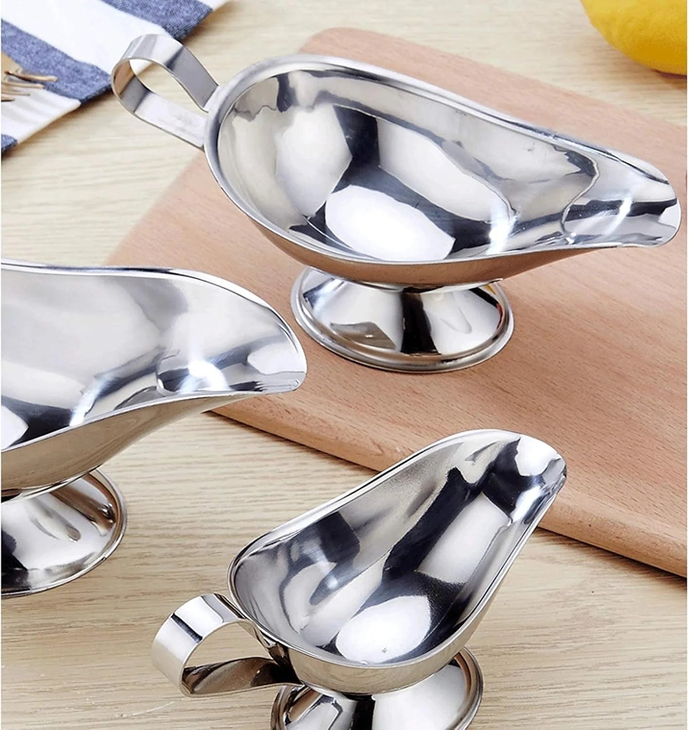 3 OZ Stainless Steel Sauce Boat – Gravy Server, Salad Dressing Pourer & Creamer Jug for Sauces, Broths and Condiments