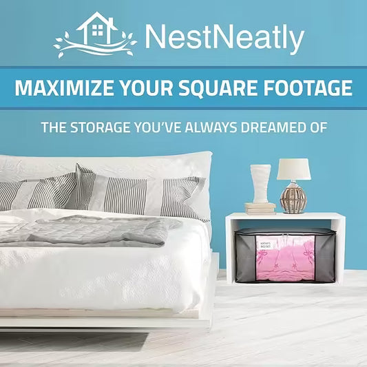 NestNeatly Underbed Storage Set Space-Saving Organizers for Clothes, Shoes, Blankets & More | Durable Under Bed Storage Solution