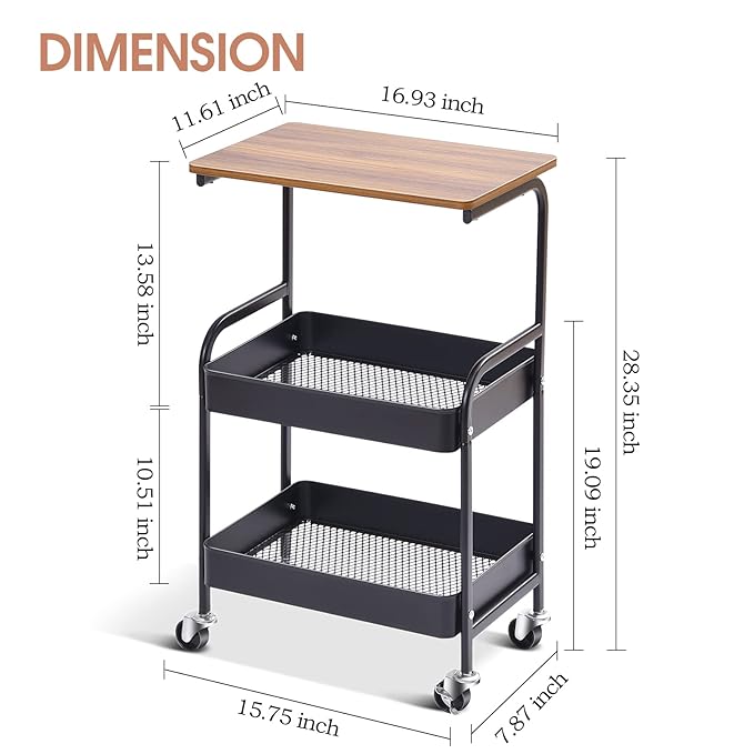 Étagère de rangement mobile à plusieurs niveaux – Chariot sur pied à roulettes pour salle de bain, cuisine et salon