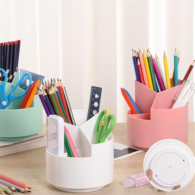 360° Rotating Pencil Holder – Large Capacity Desktop Pen Organizer for Office, Study & Home