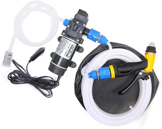 TheBlueStone 12V High-Pressure Portable Car Wash Pump Set – 100W, 160 PSI Self-Priming Water Sprayer for Car, Home & Garden