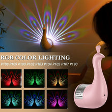 Veilleuse de projection LED Paon rose – Lampe murale rechargeable USB avec télécommande, éclairage ambiant multicolore et minuterie