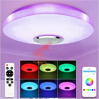 36W LED Ceiling Light with Bluetooth Speaker – RGB Dimmable Music Ceiling Lamp with Remote & App Control