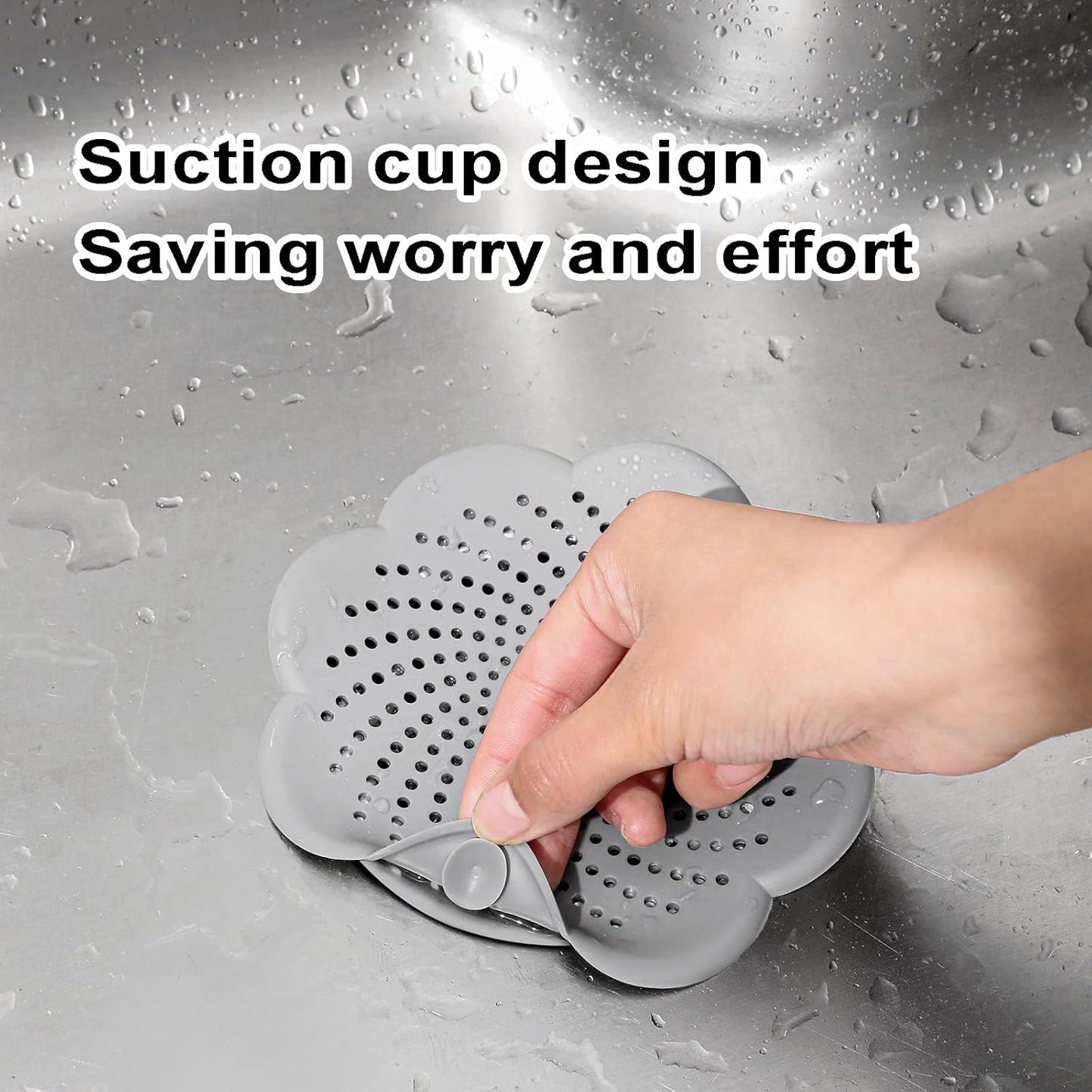 Flower-Shaped Silicone Floor Drain Cover – Anti-Blocking Mesh Strainer & Hair Catcher – Universal Waste Trap for Kitchen Sinks and Bathroom Showers (5 Colors)