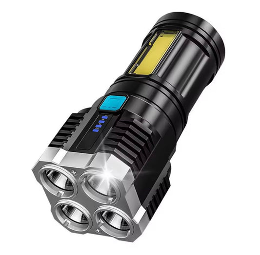High-Power Rechargeable LED Flashlight – 7LED Camping Torch with COB Side Light, Lightweight & Durable for Outdoor Use