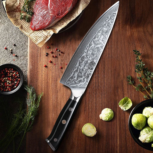 F.YOUNG 8-Inch Professional Chef’s Knife – Japanese 67-Layer Damascus Steel with VG10 Super Core – Ultra-Sharp Meat & Vegetable Kitchen Knife