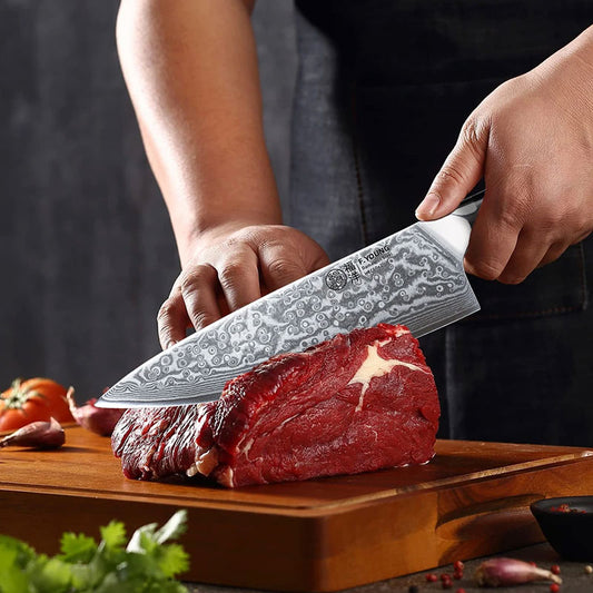 F.YOUNG 8-Inch Professional Chef’s Knife – Japanese 67-Layer Damascus Steel with VG10 Super Core – Ultra-Sharp Meat & Vegetable Kitchen Knife